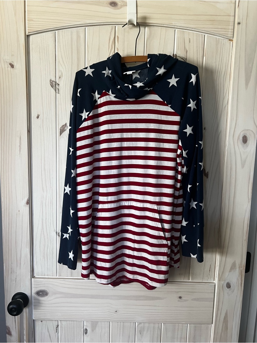 LuLaRoe Hoodie in Navy, Red & White Stars and Stripes